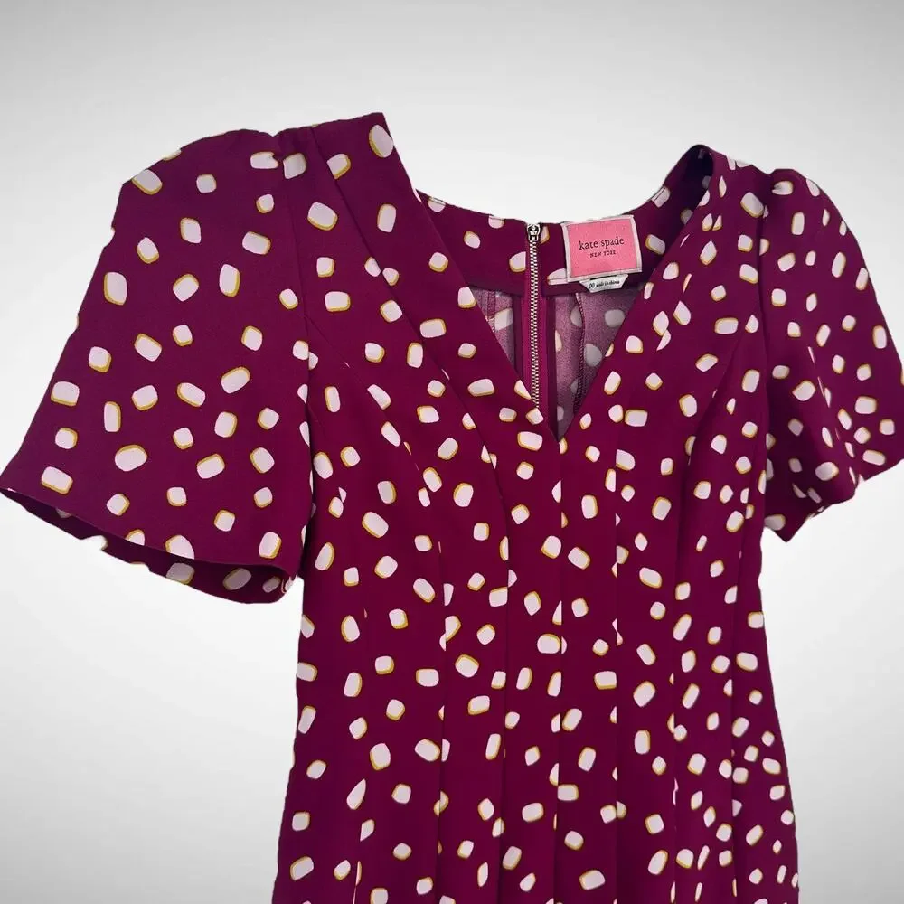 Kate Spade Mallow Crepe‎ Polka Dot Swing Mini Dress Size 00 Romantic Whimsigoth